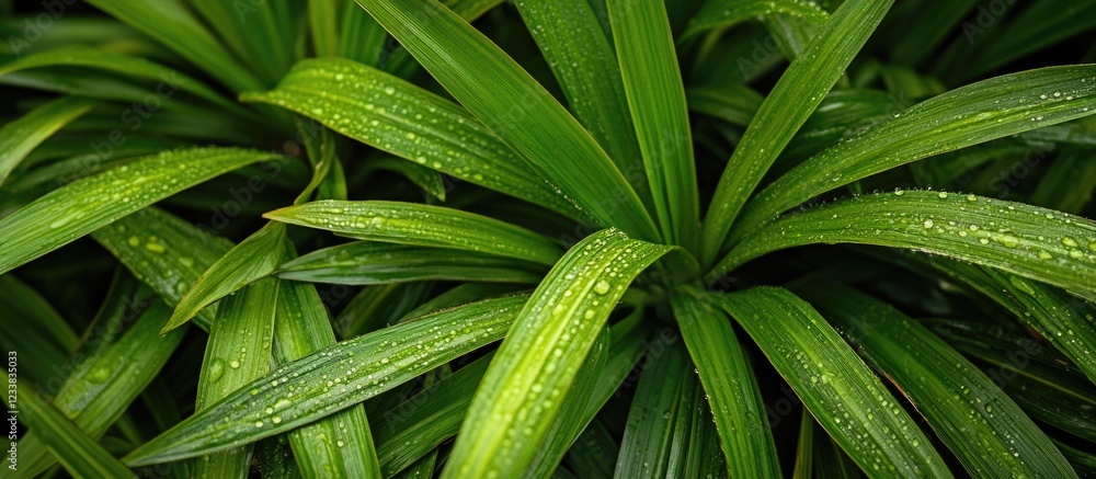 Close-up of fresh green leaves with water droplets in natural light Close-up of fresh green leaves with water droplets in natural light