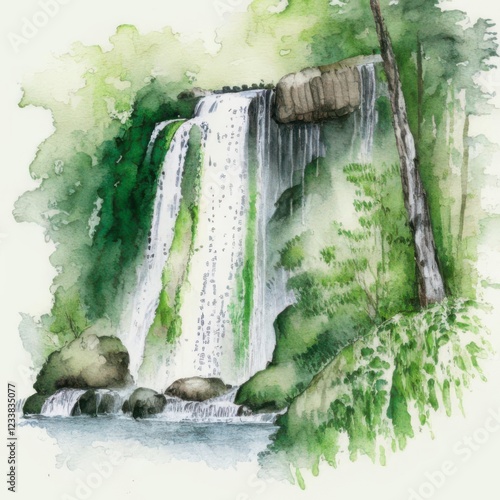 Waterfall in a Lush Green Forest