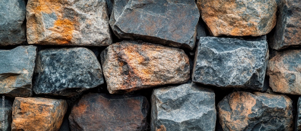 Fototapeta premium Granite stone background texture featuring varied rocks with ample empty space for text and design elements