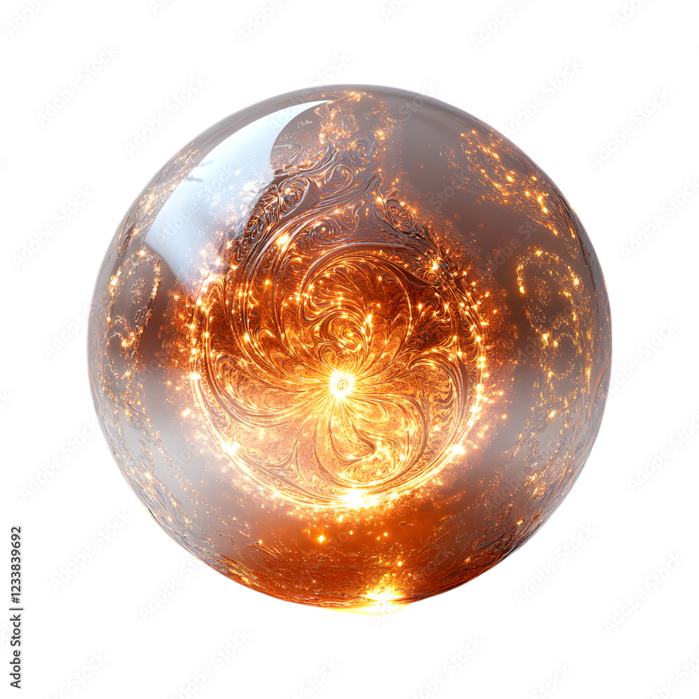 Smooth Metallic Orb with Glowing Core Isolated on Transparent Background Smooth Metallic Orb with Glowing Core Isolated on Transparent Background
