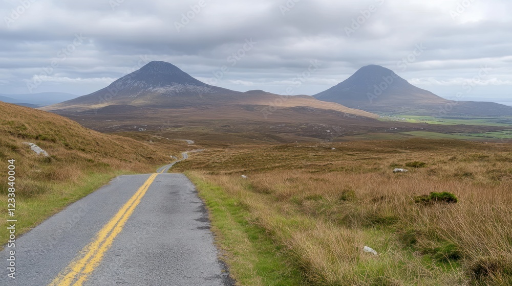 Fototapeta premium Scenic Irish Countryside Road with Mountain Views