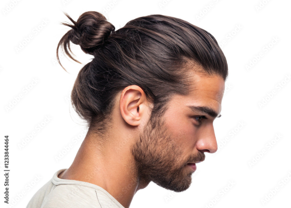 Fototapeta premium Man bun isolated on white background