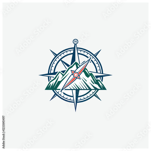 Adventure Logo Design | Mountain & Compass Vector Icon
