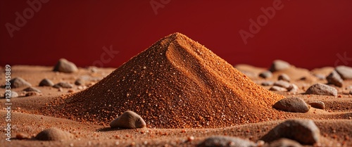 Crisp burnt umber iron oxide sand with rich red background