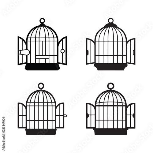 Set of cage with birds