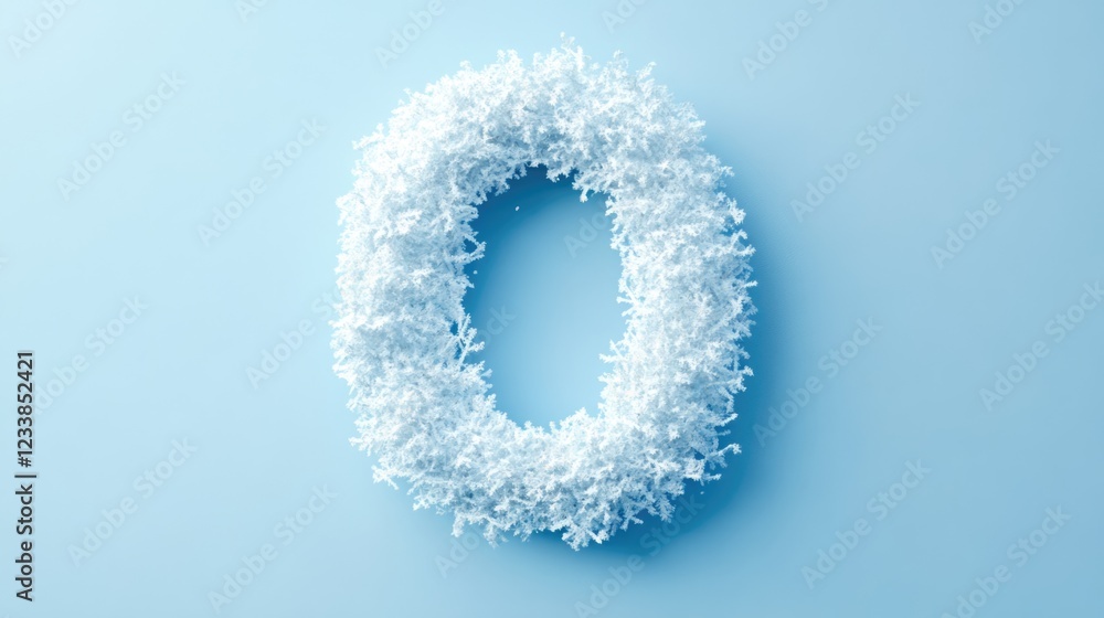 Winter Alphabet Art with Snow-Covered Letter O on Light Blue Background Offering Space for Seasonal Text or Messages Winter Alphabet Art with Snow-Covered Letter O on Light Blue Background Offering Space for Seasonal Text or Messages