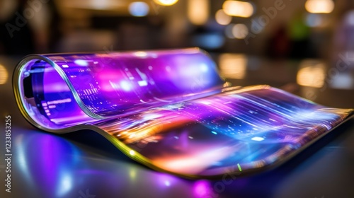 Futuristic Rollable Screen Display:  A glimpse into the future of flexible technology, showcasing vibrant colors and innovative design.