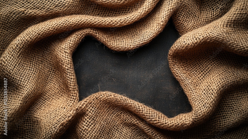 Textured jute fabric backdrop with empty space for creative design or branding applications in earthy tones and natural fibers. Textured jute fabric backdrop with empty space for creative design or branding applications in earthy tones and natural fibers.
