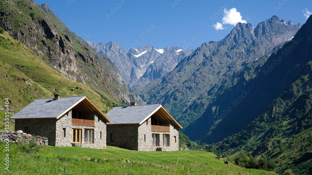 Scenic Mountain Cabins Surrounded by Majestic Peaks Scenic Mountain Cabins Surrounded by Majestic Peaks
