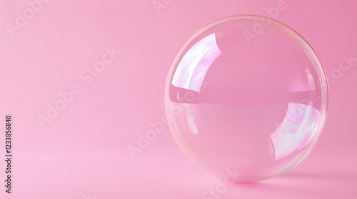 Vibrant Transparent Bubble on Soft Pink Background Abstract Nature Close-Up with Space for Text or Creative Design