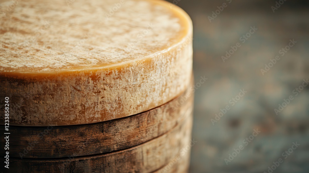 A gourmet cheese platter pairs luxury cheeses with crisp crackers. Cheese wheel stacked on a rustic surface with a warm tone. A gourmet cheese platter pairs luxury cheeses with crisp crackers. Cheese wheel stacked on a rustic surface with a warm tone.