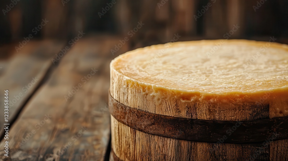 A gourmet cheese platter pairs luxury cheeses with crisp crackers. Cheese wheel on wooden surface with rustic background. A gourmet cheese platter pairs luxury cheeses with crisp crackers. Cheese wheel on wooden surface with rustic background.