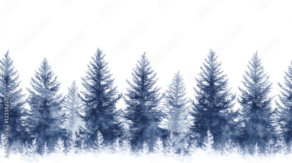 Fototapeta premium Snowy Forest Landscape for Winter Holidays with Copy Space for Text or Seasonal Greetings
