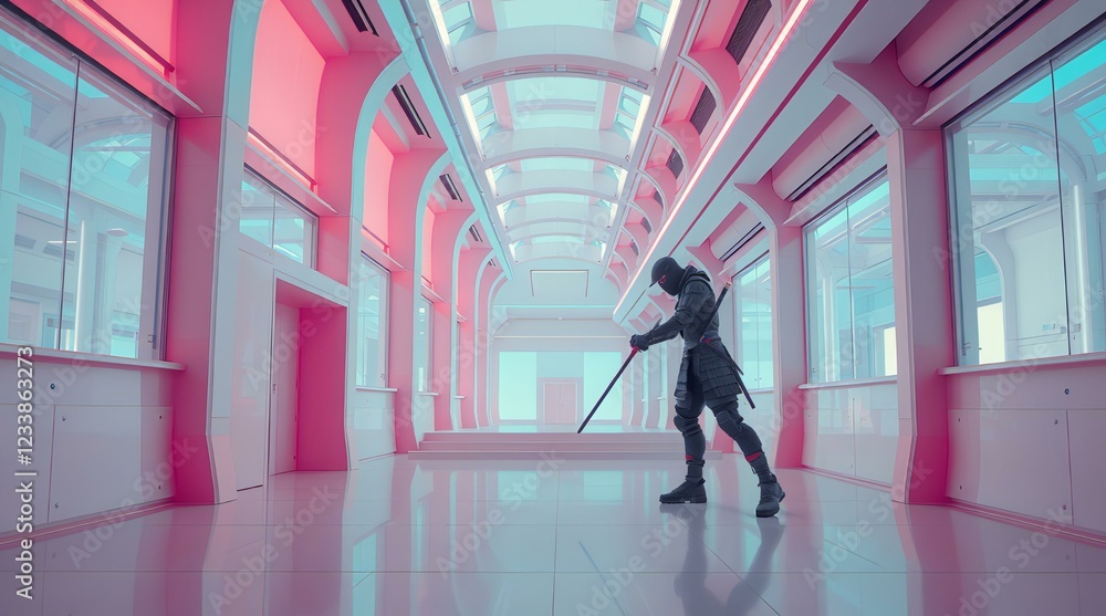 Fototapeta premium Futuristic samurai ninja epic cinematic concept