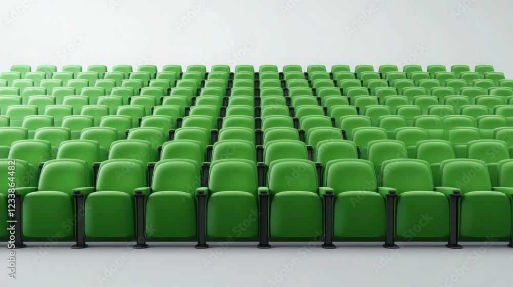 Fototapeta premium Rows of Empty Green Auditorium Chairs Ready for Event