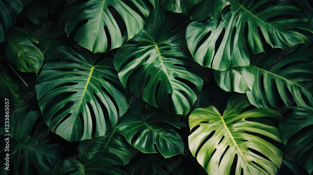 Lush Tropical Plant Leaves Background Creating a Refreshing Summer Atmosphere with Space for Text Overlay Lush Tropical Plant Leaves Background Creating a Refreshing Summer Atmosphere with Space for Text Overlay