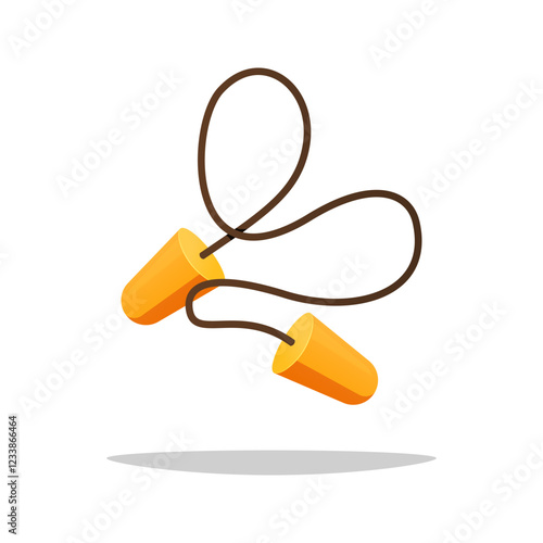 Yellow earplugs hearing protection vector isolated on white background.