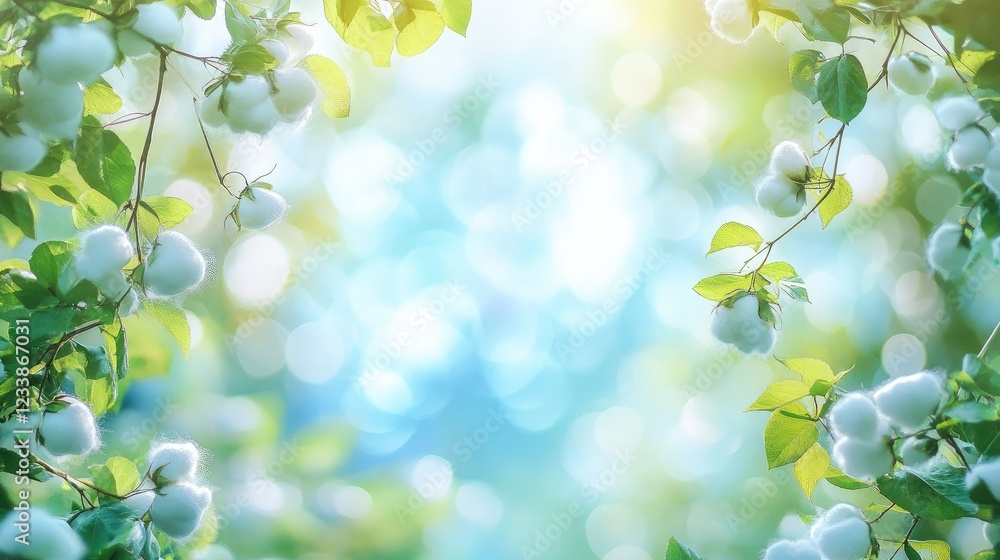 Cotton Plant Leaves with Bokeh Background in Agricultural Setting for Nature and Farming Themes Cotton Plant Leaves with Bokeh Background in Agricultural Setting for Nature and Farming Themes