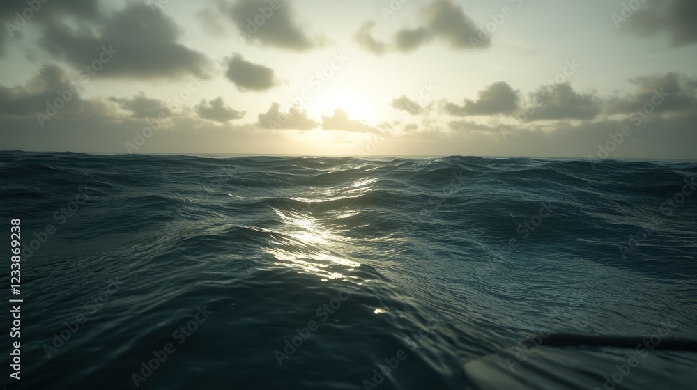 Obraz premium Ocean Sunset: A Serene Seascape at Golden Hour