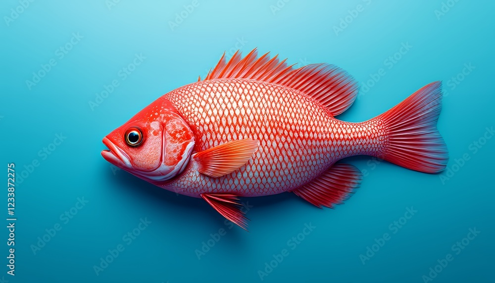 Vibrant Red Snapper on Aqua Background: A Culinary Masterpiece Vibrant Red Snapper on Aqua Background: A Culinary Masterpiece