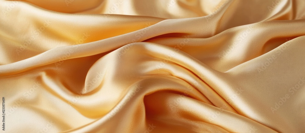 Silk fabric texture in soft golden hue with gentle folds and waves ideal for background design and textiles Copy Space Silk fabric texture in soft golden hue with gentle folds and waves ideal for background design and textiles Copy Space