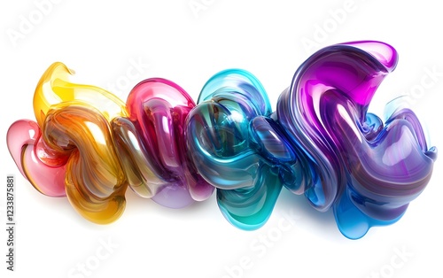 3d liquid shapes in different colors, isolated on white background, iridescent color, fluid and organic forms, dark purple, holographic, fluid form, hyper-realistic,  photo