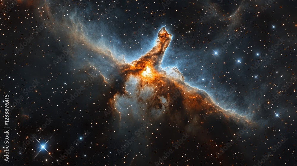 Fototapeta premium Cosmic Nebula in Outer Space with Blank Copyspace for Text and Design Elements