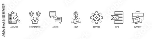 Problem solving icon vector illustration concept with icon of analysis, competence, advice, help, service, info, support