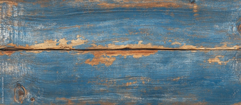 Obraz premium Rustic blue wooden plank texture with peeling paint and horizontal orientation