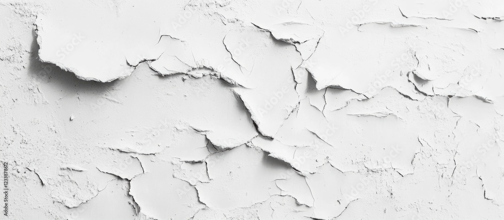 Fototapeta premium Cracked and Peeling White Paint on Aging Wall Surface Texture