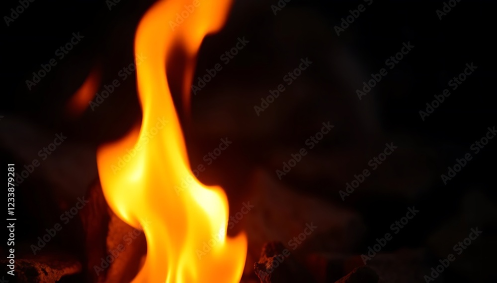 Fiery Embers: A Dramatic Close-up of Burning Flame Fiery Embers: A Dramatic Close-up of Burning Flame