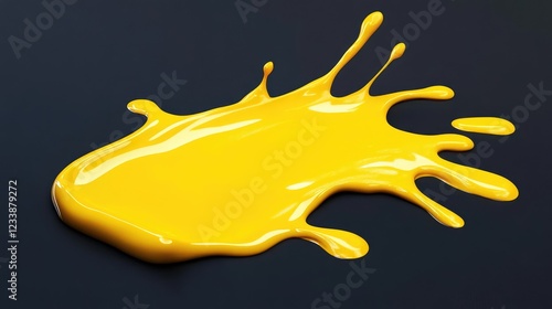 Vibrant yellow paint splash on dark textured background showcasing fluid motion and artistic expression in a dynamic composition.
