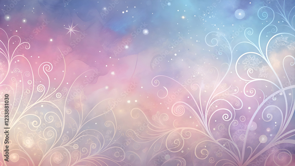 Delicate floral swirls on a dreamy pastel background. Delicate floral swirls on a dreamy pastel background.