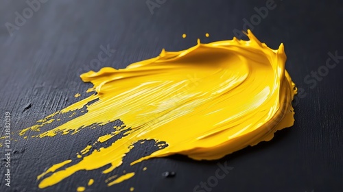 Vibrant Yellow Paint Splash on Dark Textured Background Capturing Artistic Creativity and Colorful Design Elements