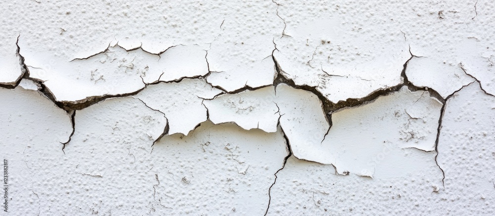Fototapeta premium Cracked paint texture on wall with visible deterioration and aging effects Copy Space