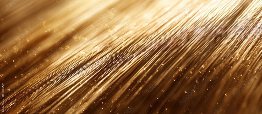 Obraz premium Golden hair strands close-up with a shiny texture and highlights suitable for beauty and hair care themes with Copy Space