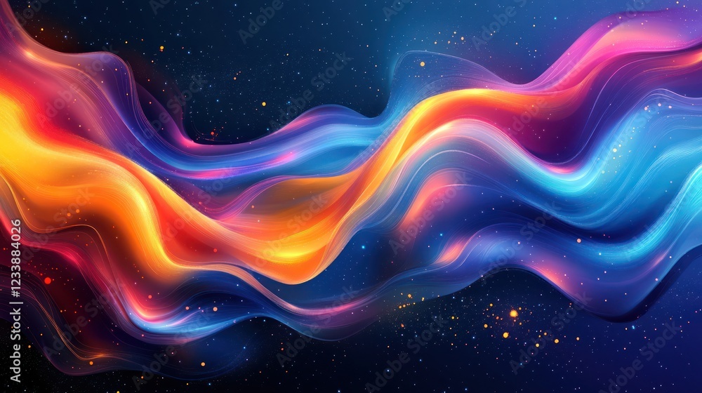 Fototapeta premium Colorful cosmic wave, digital art, space background, abstract design