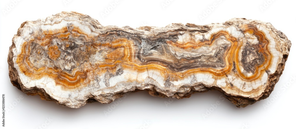 Fototapeta premium Polished agate slab with intricate banding pattern and earthy colors viewed from above