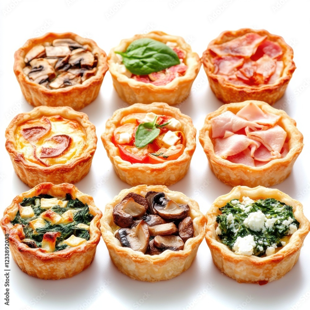Tiny savory tarts with assorted fillings Tiny savory tarts with assorted fillings