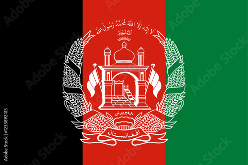 A vector flag of Afghanistan with accurate dimensions and official color. File can be used for digital editing and/or printing of any size 
