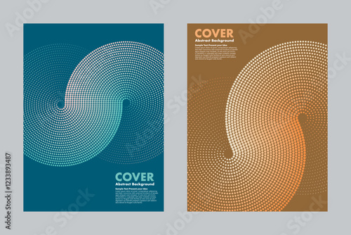 Valokuva Modern vector geometric abstract background featuring an infinity symbol design and halftone gradient dot pattern on blue and brown background