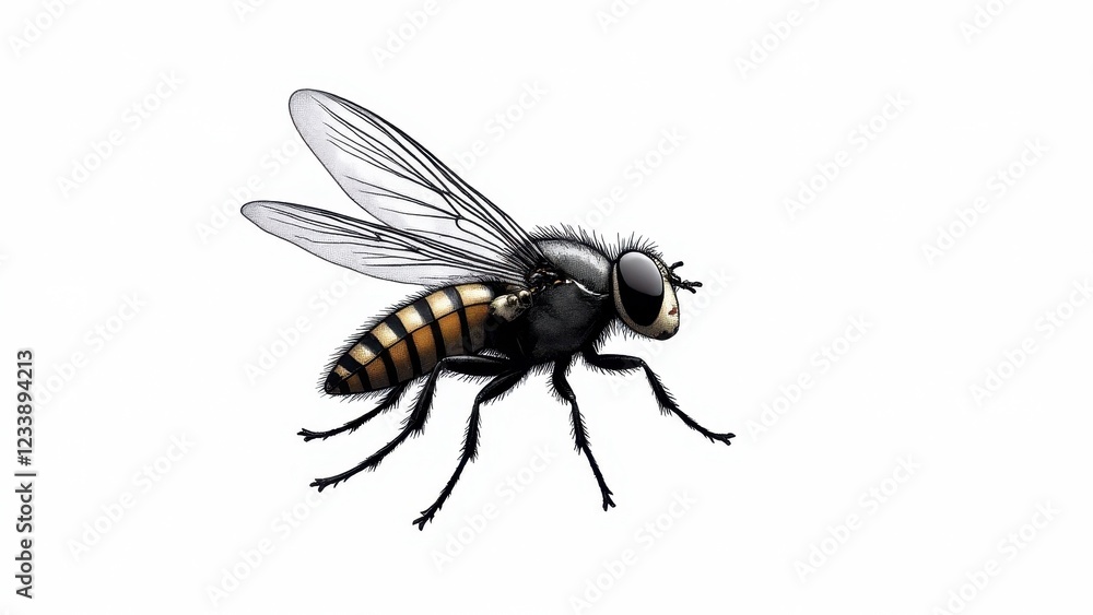 A cleg fly captured with high clarity, showcasing its fine details. A cleg fly captured with high clarity, showcasing its fine details.