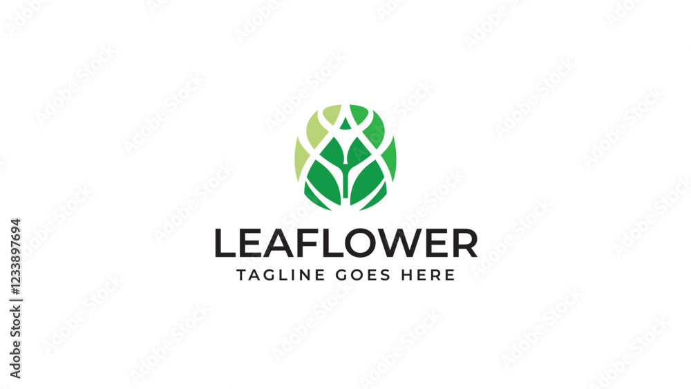 Elegant flower logo design, linear leaf floral. Premium Vector Elegant flower logo design, linear leaf floral. Premium Vector