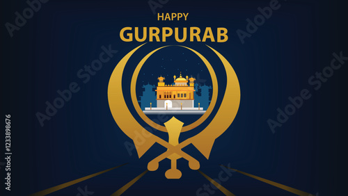 Happy Gurpurab Golden Temple Khanda Symbol