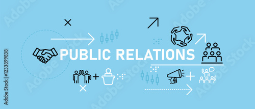 Public Relations conceptual community publication society connection communication publicity social information design icon concept set collection