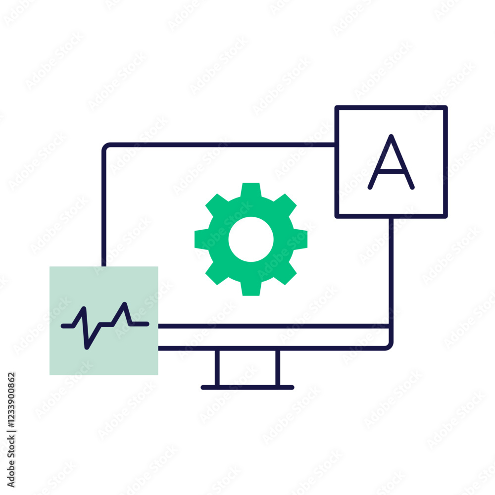 Text Processing – Text and Gear Icon Representing Automated Text Management Text Processing – Text and Gear Icon Representing Automated Text Management