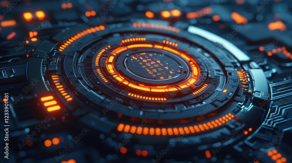 Futuristic Circular Technology Background with Glow Futuristic Circular Technology Background with Glow