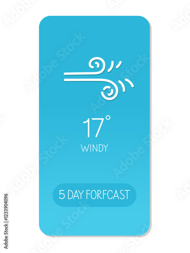 Windy conditions and temperature reading of 17 degrees displayed on a weather app interface