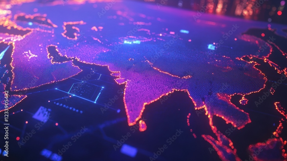 Fototapeta premium Global Network: A Digital World Map