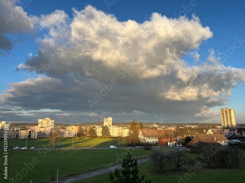 A view of a small picturesque town Regensdorf and municipality in the district of Dielsdorf and in the canton of Zuerich, Switzerland (Schweiz) photo